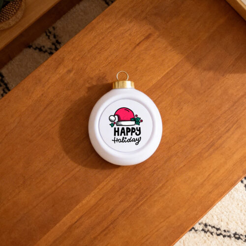 Ceramic Round Ball Ornament with Tree Pattern4