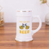 22 oz. White Beer Stein with Gold Tone Trim2