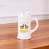22 oz. White Beer Stein with Gold Tone Trim3