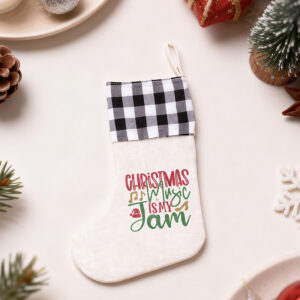 Linen Christmas Stocking Black2