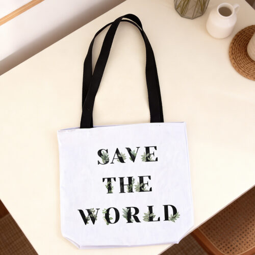 White Photo Tote Bag - Black Strap3