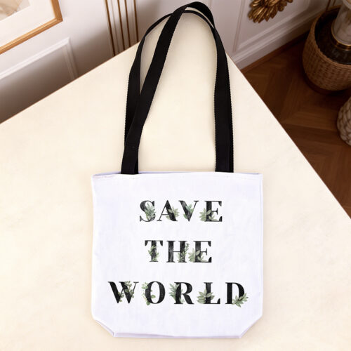 White Photo Tote Bag - Black Strap4