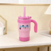 400ml Kid’s Stainless Steel Car Cup with Rotating Soft Silicone Straw Lid