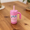 400ml Kid’s Stainless Steel Car Cup with Rotating Soft Silicone Straw Lid