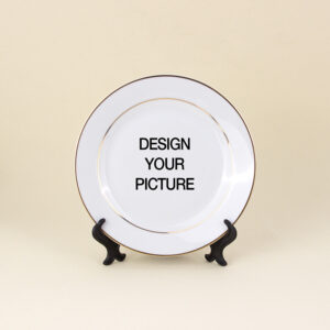 Porcelain Rim Plate with Gold Trim