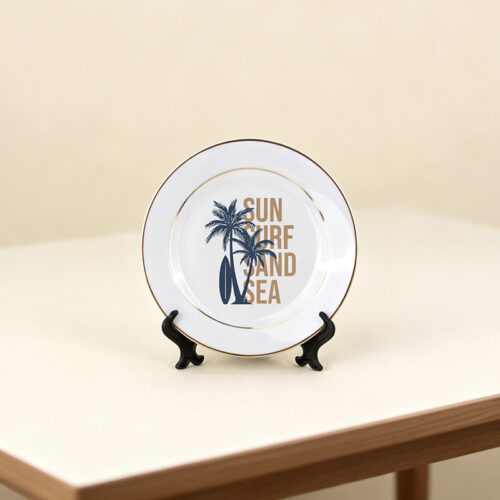 Porcelain Rim Plate with Gold Trim