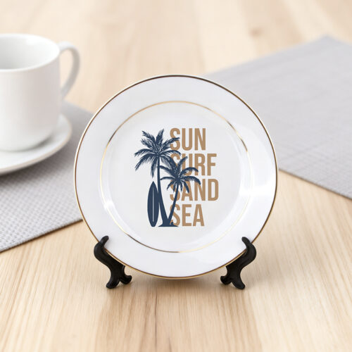 Porcelain Rim Plate with Gold Trim