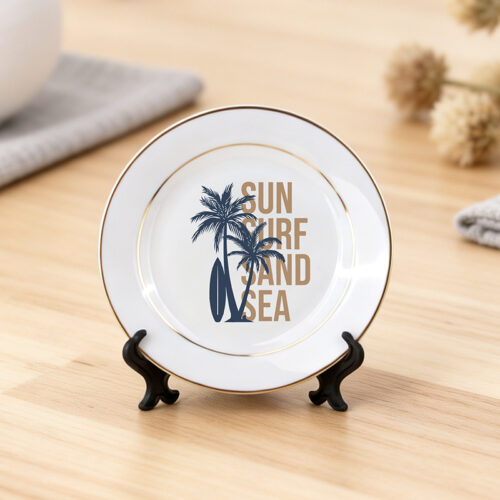 Porcelain Rim Plate with Gold Trim